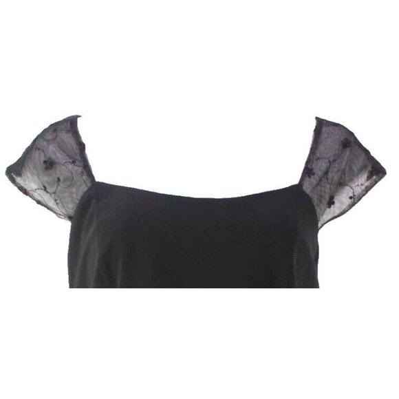 Dani Max Sz 8 Black Floral Mesh Shoulder Polyester Crepe Dress - Picture 3 of 8